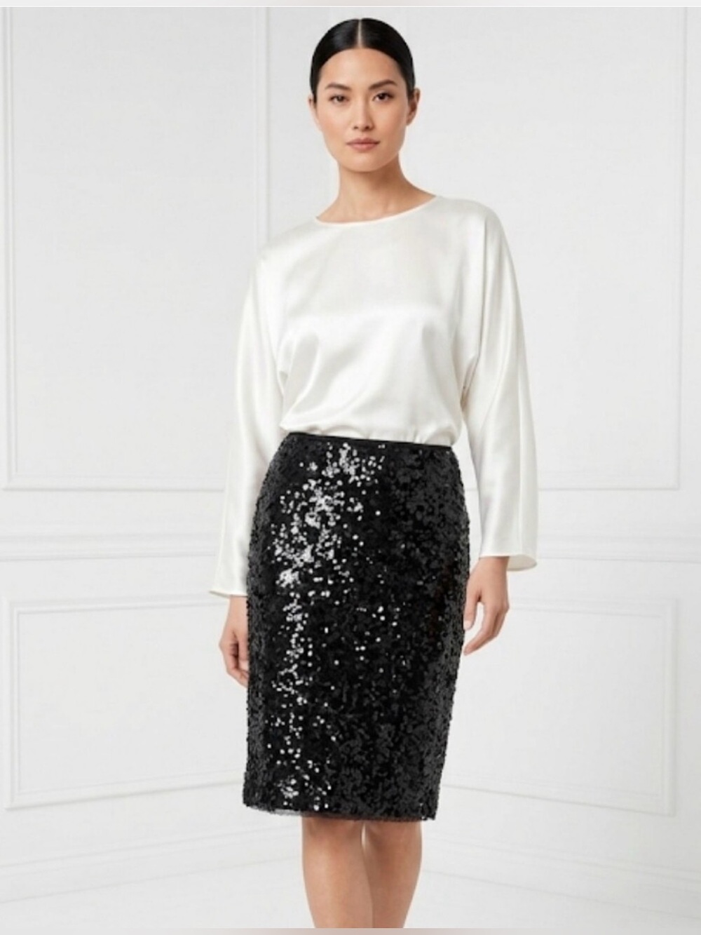 INC Black Sequin Pencil Skirt - Classic Women’s Evening Skirt Sz 6
